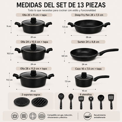 Batería Cocina Ollas 13 Piezas Utensilio ( PAGINA RESERVA )