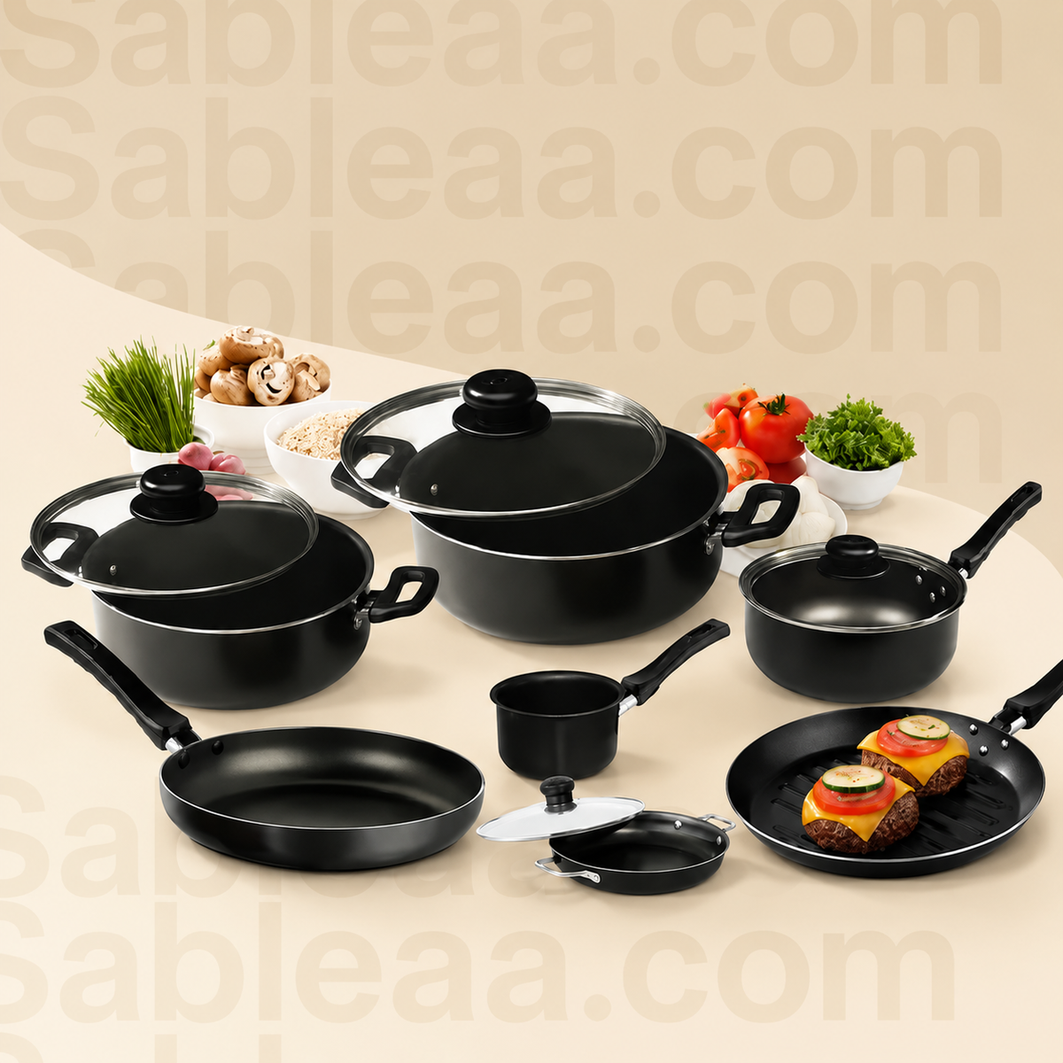 Batería Cocina Ollas 13 Piezas Utensilio + Libro de Cocina con Más de 900 Recetas