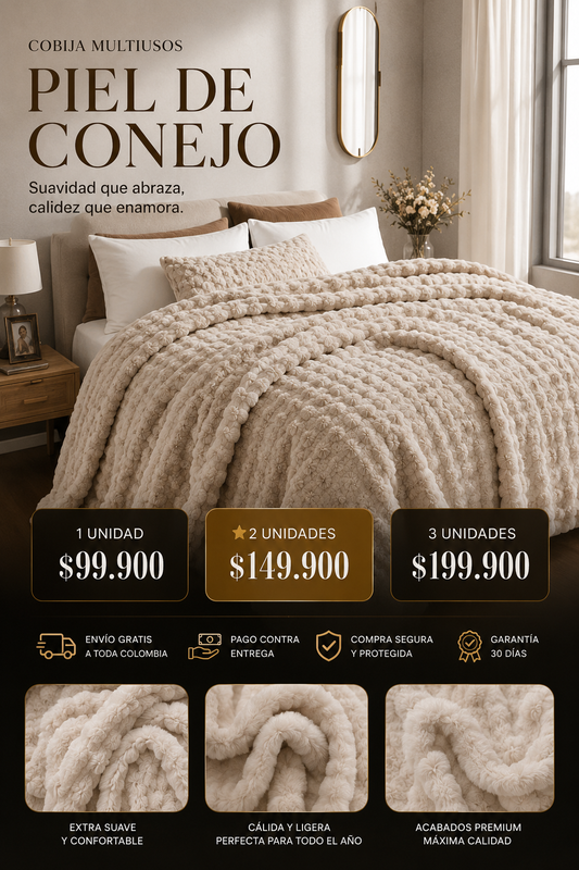COBIJA PIEL DE CONEJO PREMIUM | Envío gratis