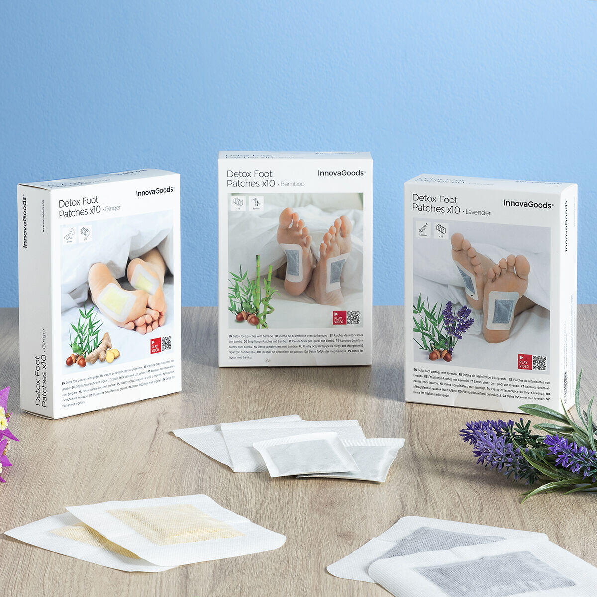Parches Desintoxicantes para Pies Lavender InnovaGoods 10 Unidades Dropea